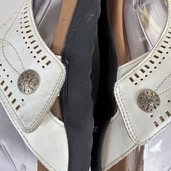 Rockport Ridge Cutout Sandal Thong Women's Size 8.5 White Boho Beach Comfy - Picture 3 of 9